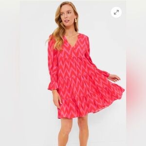 Tuckernuck Red Chevron Long Sleeve Dress